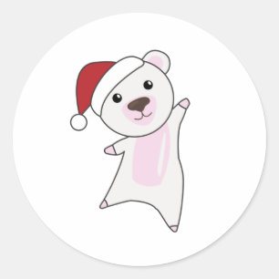 Adesivo Redondo Polar Bear Natal Neve Inverno Polar