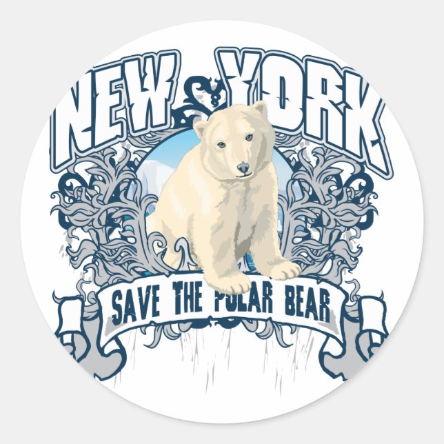 Adesivo Redondo Polar Bear New York (Frente)