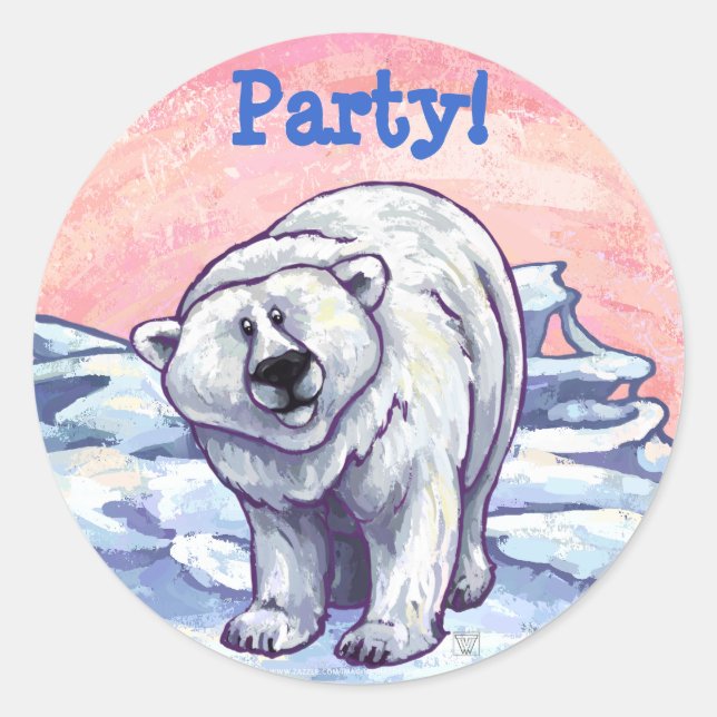 Adesivo Redondo Polar Bear Party Center (Frente)