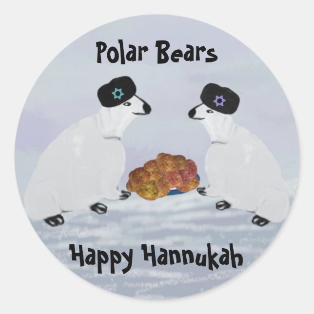 Adesivo Redondo Polar Bears Hannukah Nights Stickers (Frente)