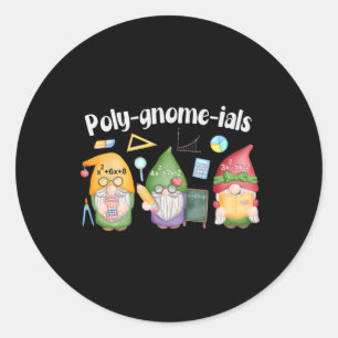 Adesivo Redondo Polí-gnomos-iais Gnomos Professor de Álgebra Matem