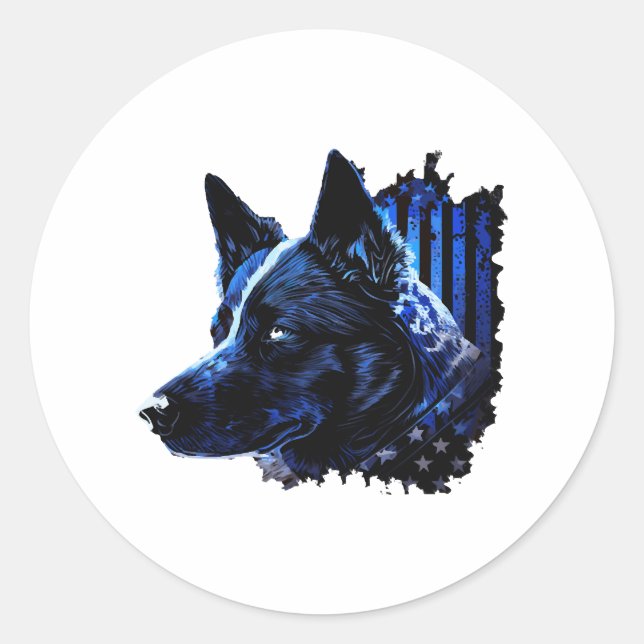 Adesivo Redondo Polícia Americana Bandeira K9 Unidade de Cachorro  (Frente)
