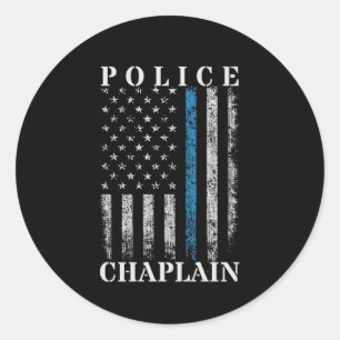 Adesivo Redondo Polícia Chaplain - Bandeira Americana