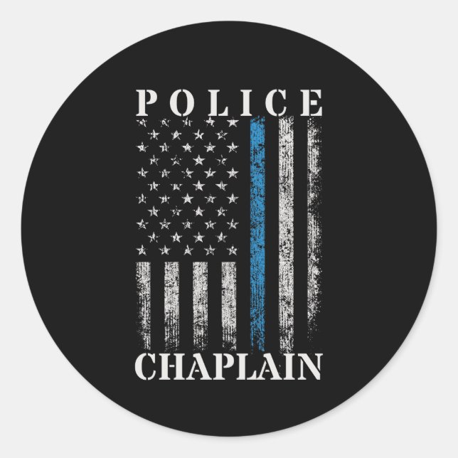 Adesivo Redondo Polícia Chaplain - Bandeira Americana (Frente)