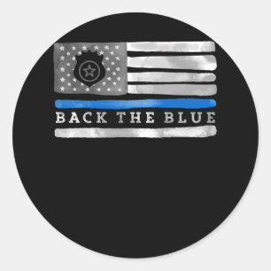 Adesivo Redondo Polícia de Bandeira Americana de Linha Azul Azul