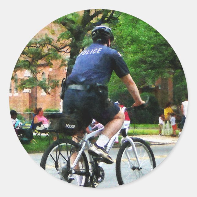 Adesivo Redondo Polícia de Bicicleta (Frente)