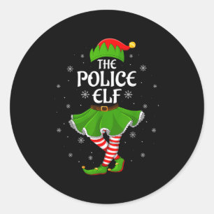 Adesivo Redondo Polícia Elf Famílias Raparigas de Natal Mulheres E