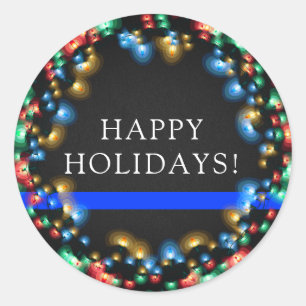 Adesivo Redondo Polícia fina da grinalda de ColorLights do Natal