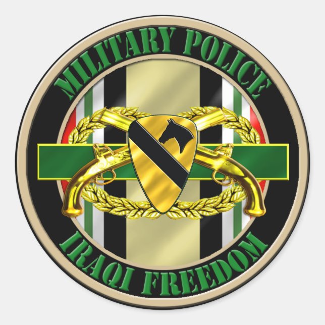 Adesivo Redondo Polícia Militar OIF da Divisão de Cavalaria da rua (Frente)