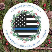 Polícia Natal Blue Flag Wreath Endereço para devol