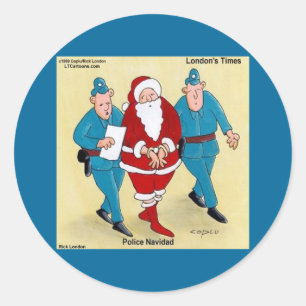 Adesivo Redondo Polícia Navidad: Papai Noel Foi Muito Mau