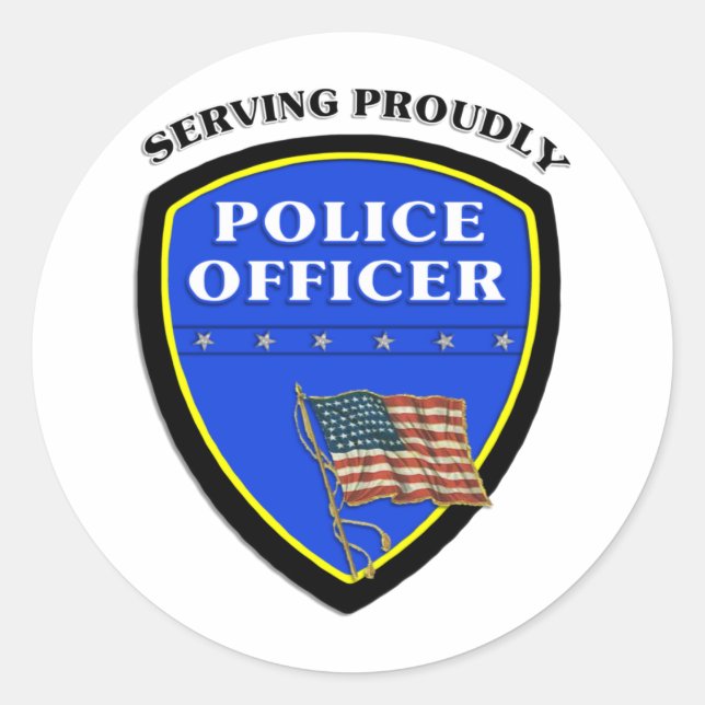 Adesivo Redondo Polícia Servindo com Orgulho (Frente)