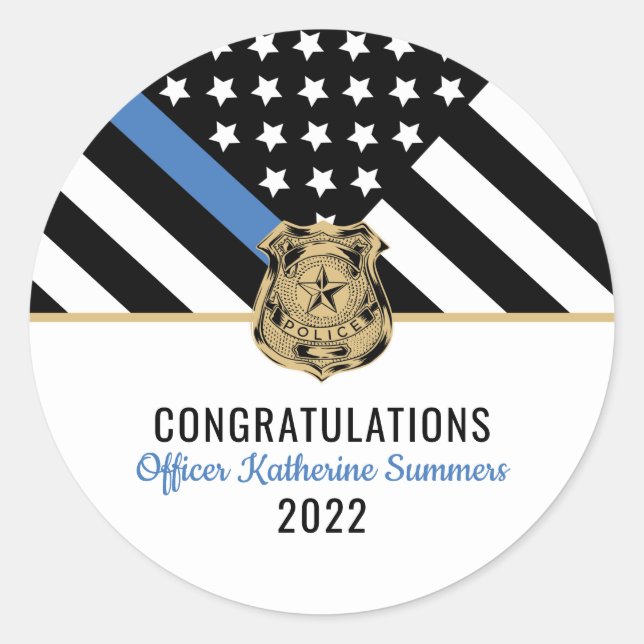 Adesivo Redondo Polícia - Sinalizador de Linha Azul Fino Graduação (Frente)