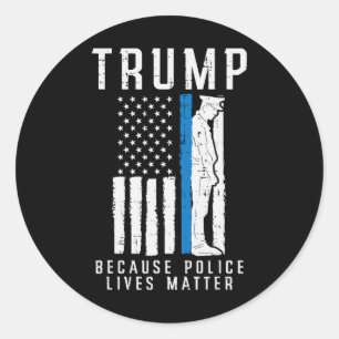 Adesivo Redondo Polícia Vive Problema Pro Trump Thin Blue Line UF