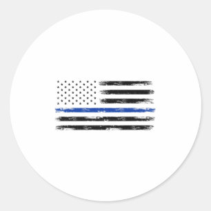Adesivo Redondo Policial Americano Flag Thin Blue Line