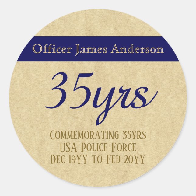 Adesivo Redondo Policial aposentado, Thin Blue Line, personalizado (Frente)