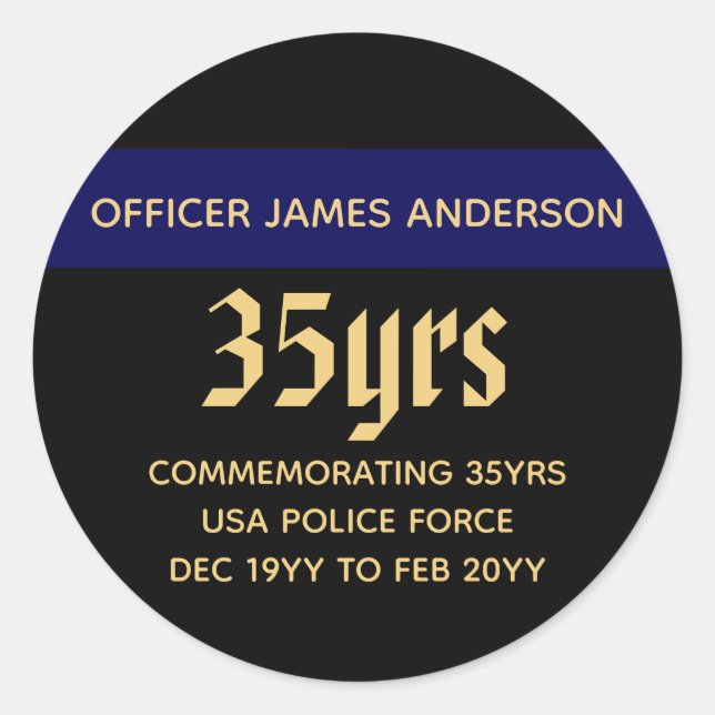 Adesivo Redondo Policial aposentado Thin Blue Line Personalizado (Frente)