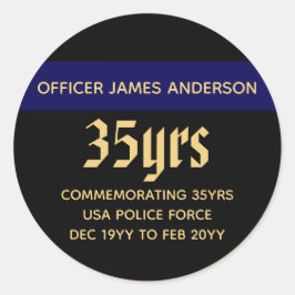 Adesivo Redondo Policial aposentado Thin Blue Line Personalizado