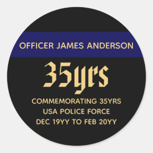 Adesivo Redondo Policial aposentado Thin Blue Line Personalizado