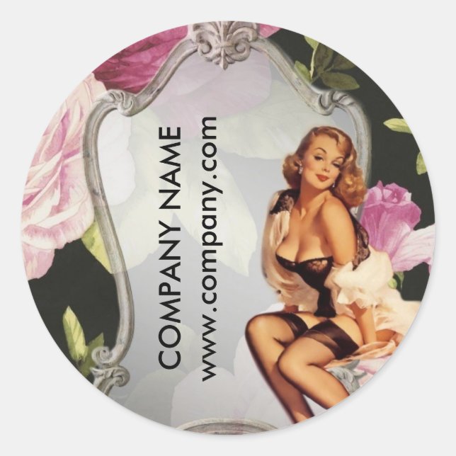 Adesivo Redondo Policial Cosmetólogo do Pin Up Girl (Frente)