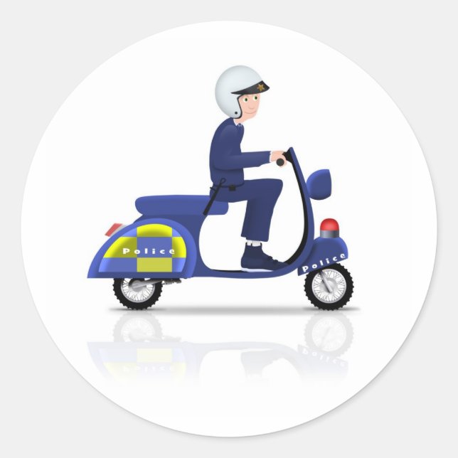 Adesivo Redondo Policial em Patinete (Frente)