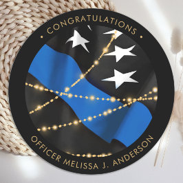 Adesivo Redondo Policial Festa de formatura fina linha azul