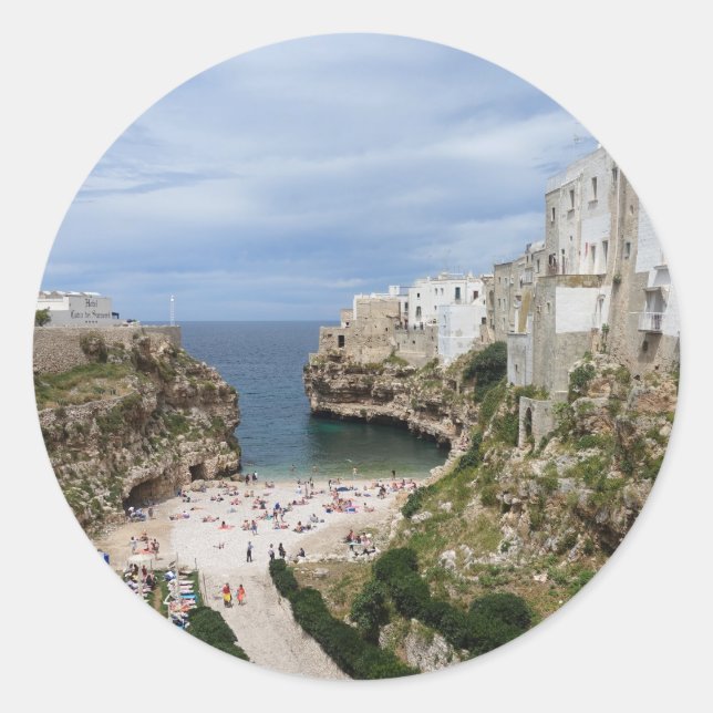 Adesivo Redondo Polignano a Mare City Beach Round Sticker (Frente)