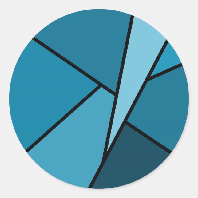 Adesivo Redondo Polígonos Teais abstrato (Frente)