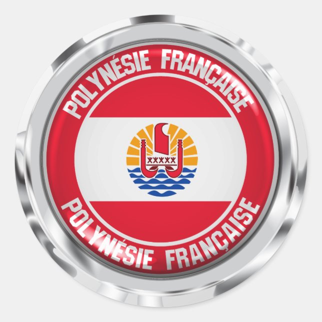 Adesivo Redondo Polinésia Francesa Redonda Emblem (Frente)