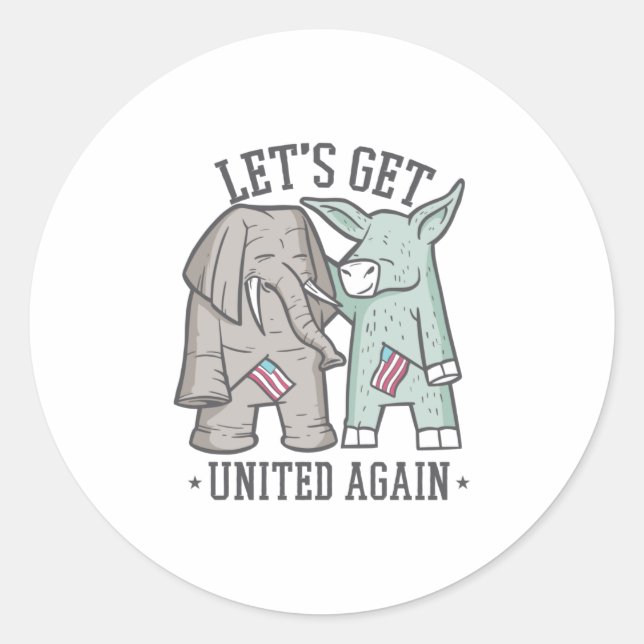 Adesivo Redondo Política dos EUA - O Vamos Se Une Novamente (Frente)