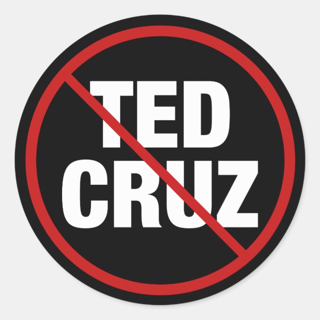 Adesivo Redondo Política Negra Anti Ted Cruz Democrata do Texas (Frente)