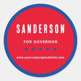 Adesivo Redondo Political Election Campaign Name Red White Blue