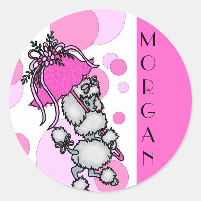 Adesivo Redondo Polk-a-dots N Poodles - Personalizável (Frente)