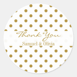 Adesivo Redondo Polka Dourada, Personalizada, Arredondada, Branca,