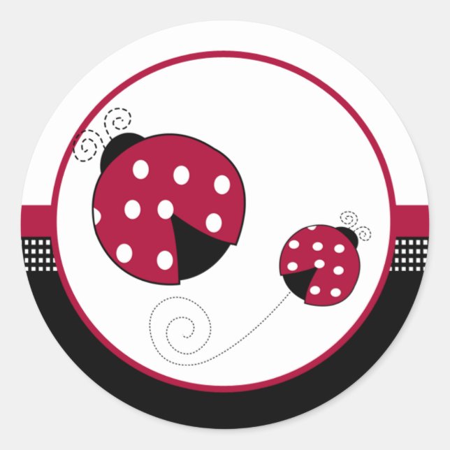Adesivo Redondo Polkadot Ladybugs Envelope Selos (Frente)