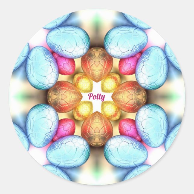 Adesivo Redondo POLLY PÁSCOA ~WOW! Ovos bonito para Páscoa (Frente)