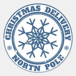 Adesivo Redondo Polo norte de entrega de Natal