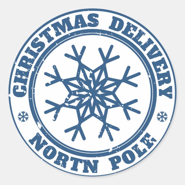 Adesivo Redondo Polo norte de entrega de Natal (Frente)