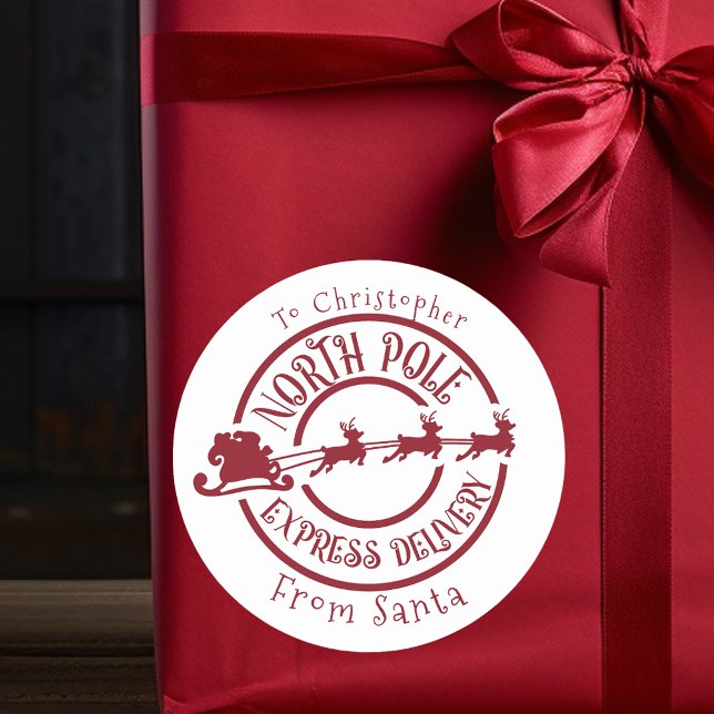 Adesivo Redondo Polo Norte - Expresso de Carimbo de Papais noeis (Criador carregado)