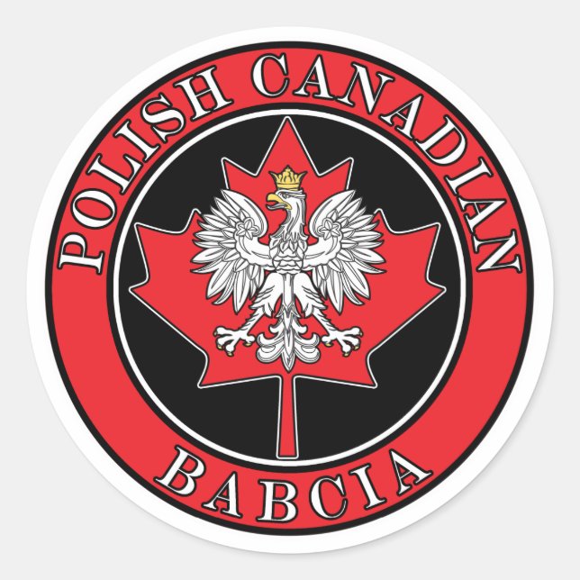 Adesivo Redondo Polonês Canadense Maple Leaf Babcia (Frente)
