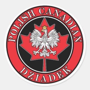 Adesivo Redondo Polonês Canadense Maple Leaf Dziadek