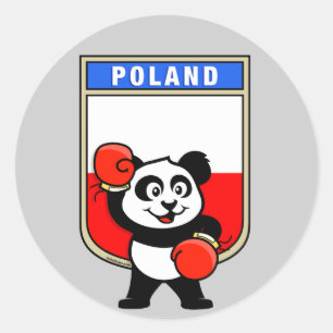 Adesivo Redondo Polônia de Boxing Panda