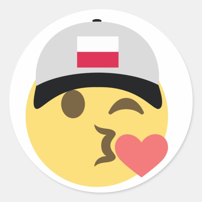 Adesivo Redondo Polônia Emoji Baseball Hat (Frente)