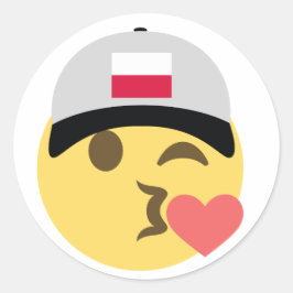 Adesivo Redondo Polônia Emoji Baseball Hat