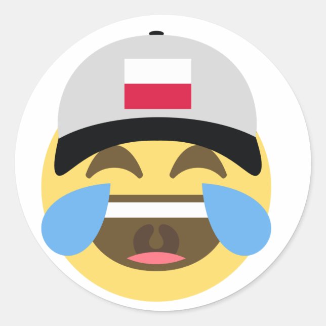 Adesivo Redondo Polônia Emoji Baseball Hat (Frente)