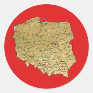 Adesivo Redondo Polônia Map Sticker