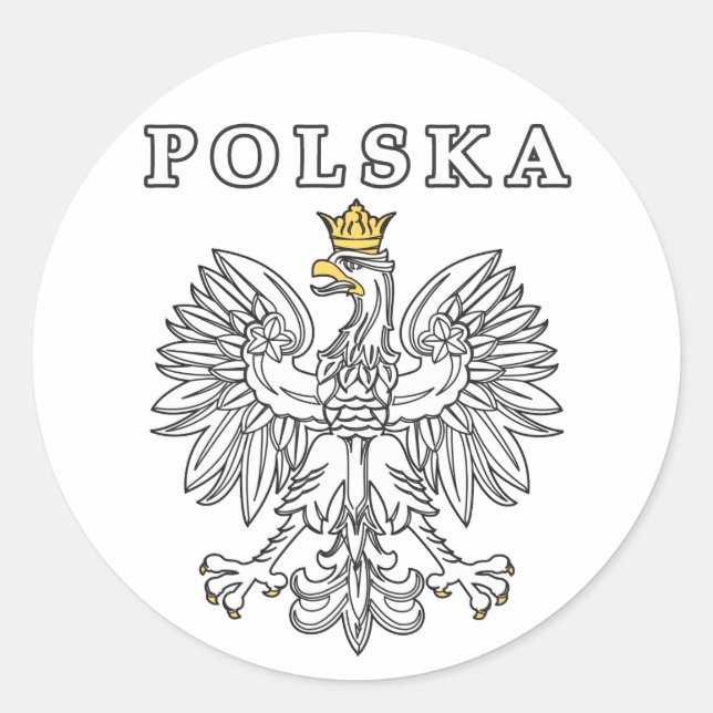 Adesivo Redondo Polska Com Águia Polonesa (Frente)