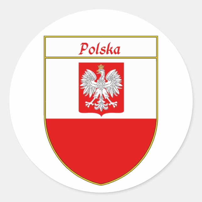 Adesivo Redondo Polska Flag Shield (Frente)