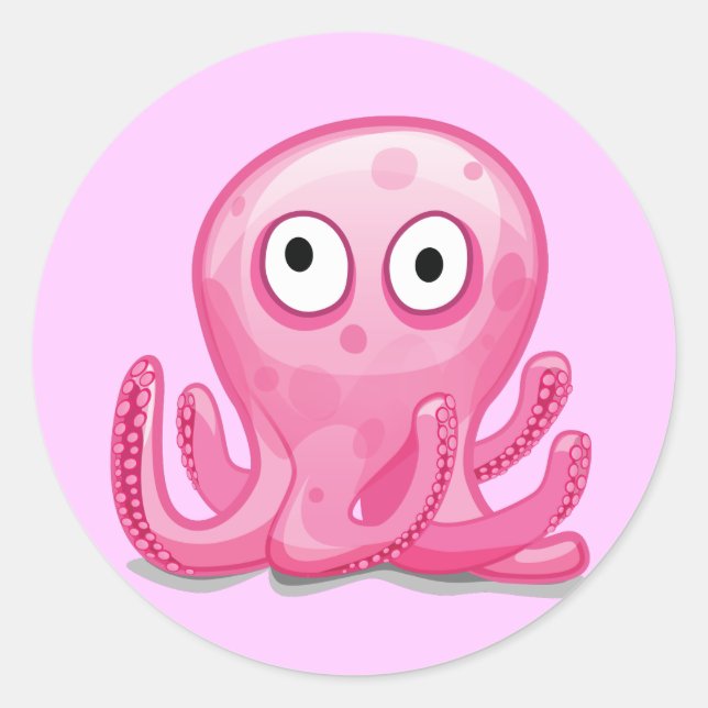 Adesivo Redondo polvo rosa bobo fofo (Frente)