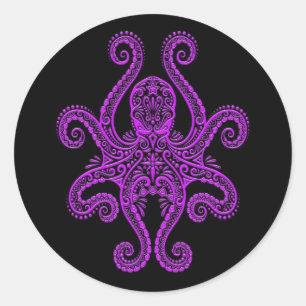 Adesivo Redondo Polvo roxo intrincado no preto